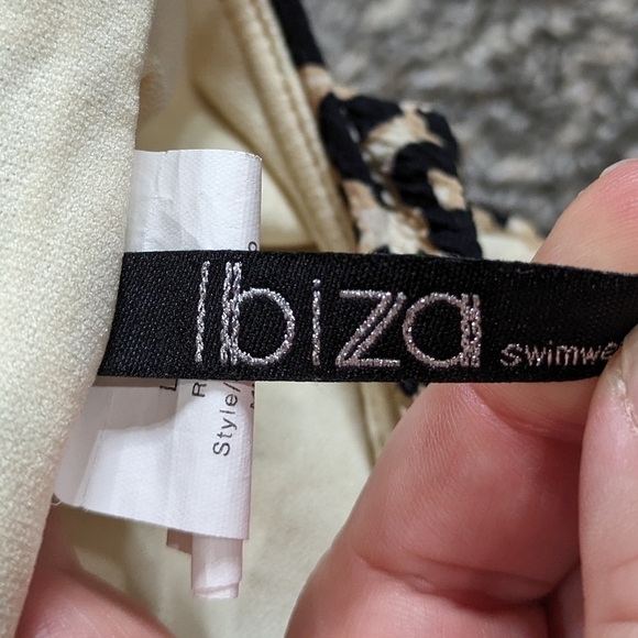 Ibiza black tan cheetah leopard print one shoulder one piece swimsuit L - Picture 8 of 11